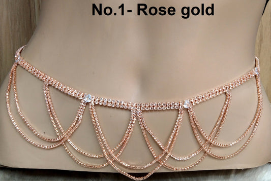 Waist Chain Belly Waist Sari Saree Chain Jewellery Indian Kamarbandh Kamarband Belt/Rose gold silver Simple Body Chain Jewellery
