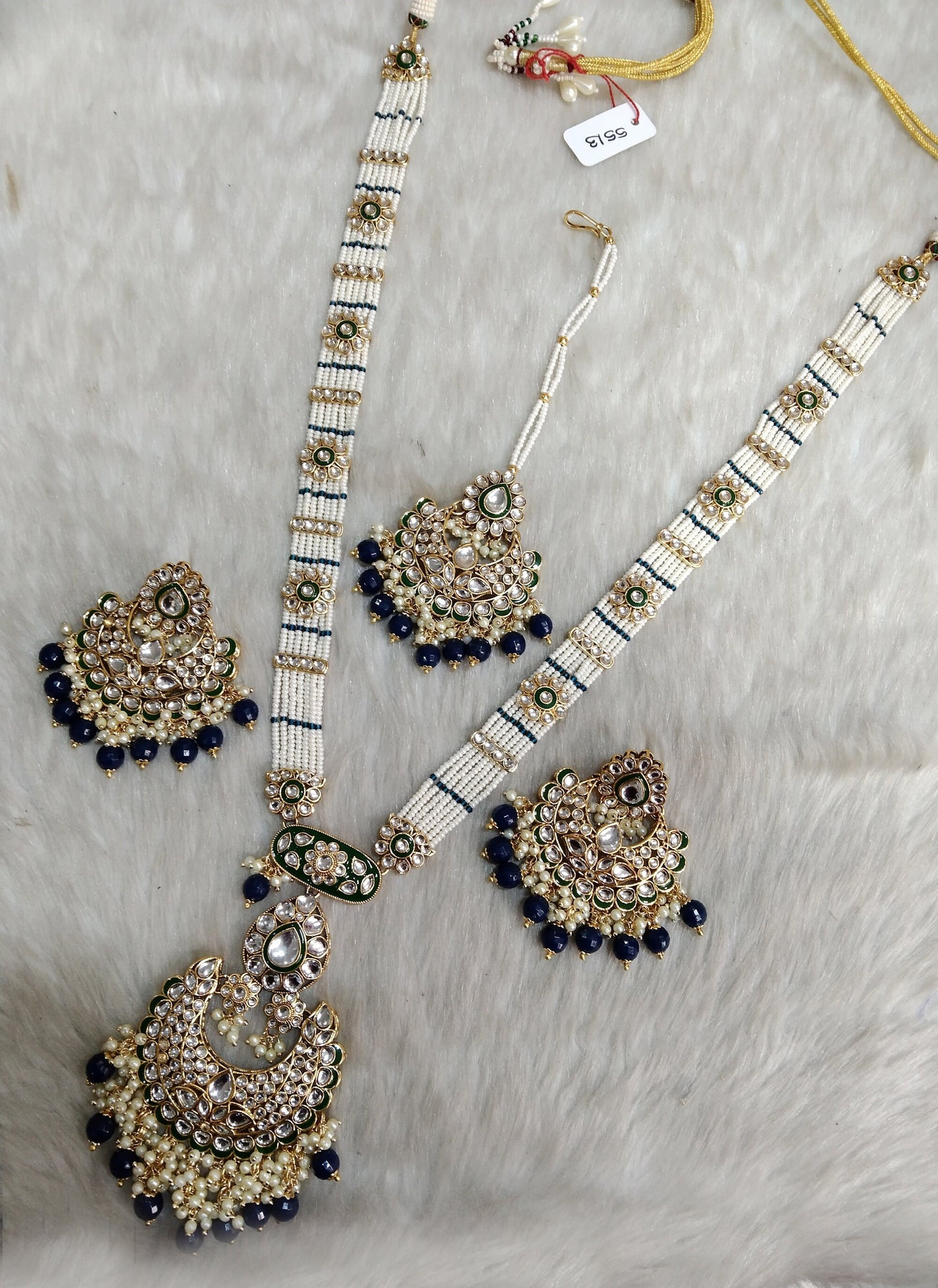 Rani Haar Kundan long Necklace Set/Gold white, Maroon,Green,blue Indian Necklace Set/Indian kundan hobart Jewellery/Muslim Long Necklace Set