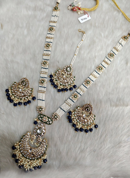 Rani Haar Kundan long Necklace Set/Gold white, Maroon,Green,blue Indian Necklace Set/Indian kundan hobart Jewellery/Muslim Long Necklace Set