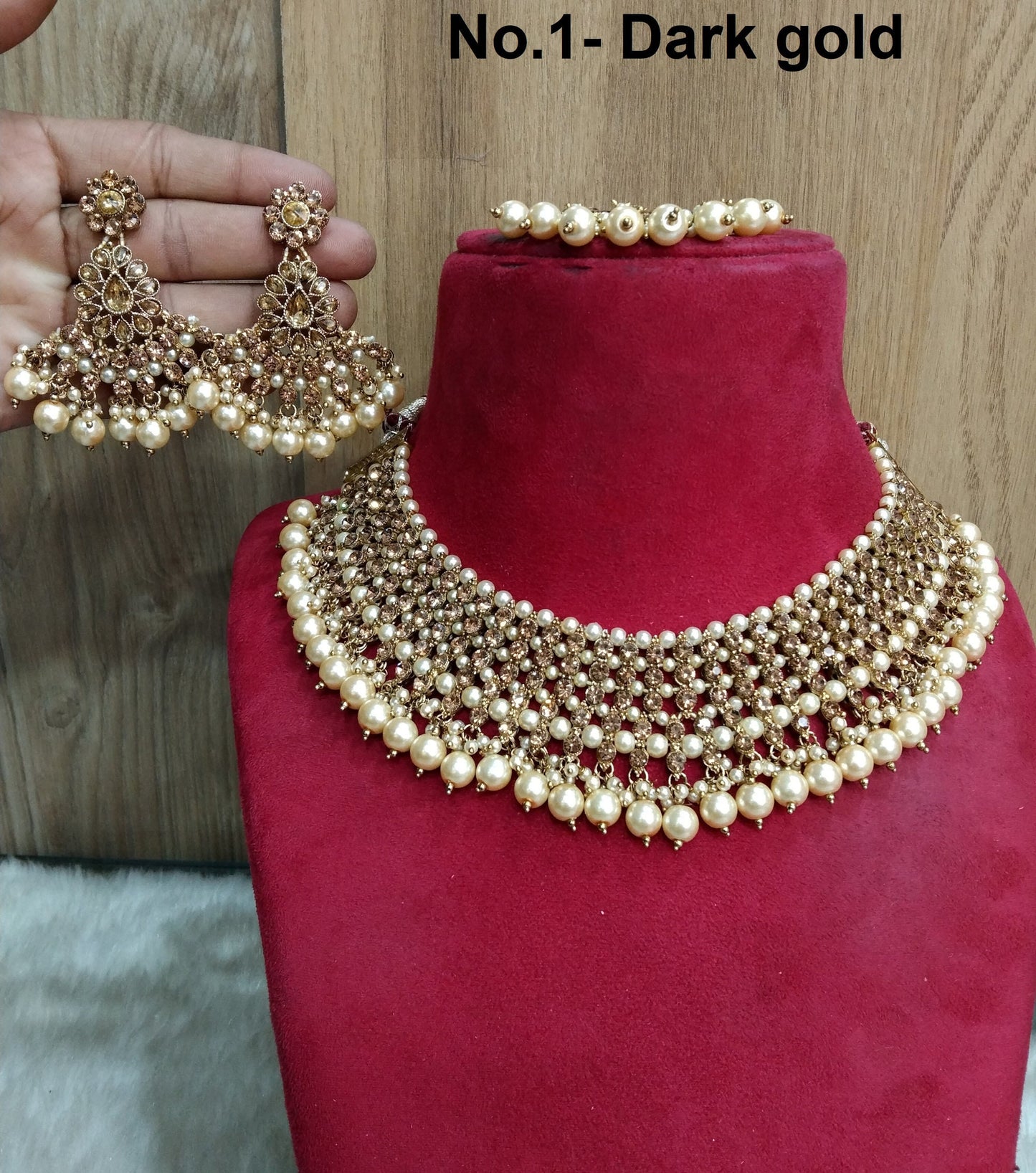 Indian  Jewellery Bridal Choker Gold Antique Necklace noun Set