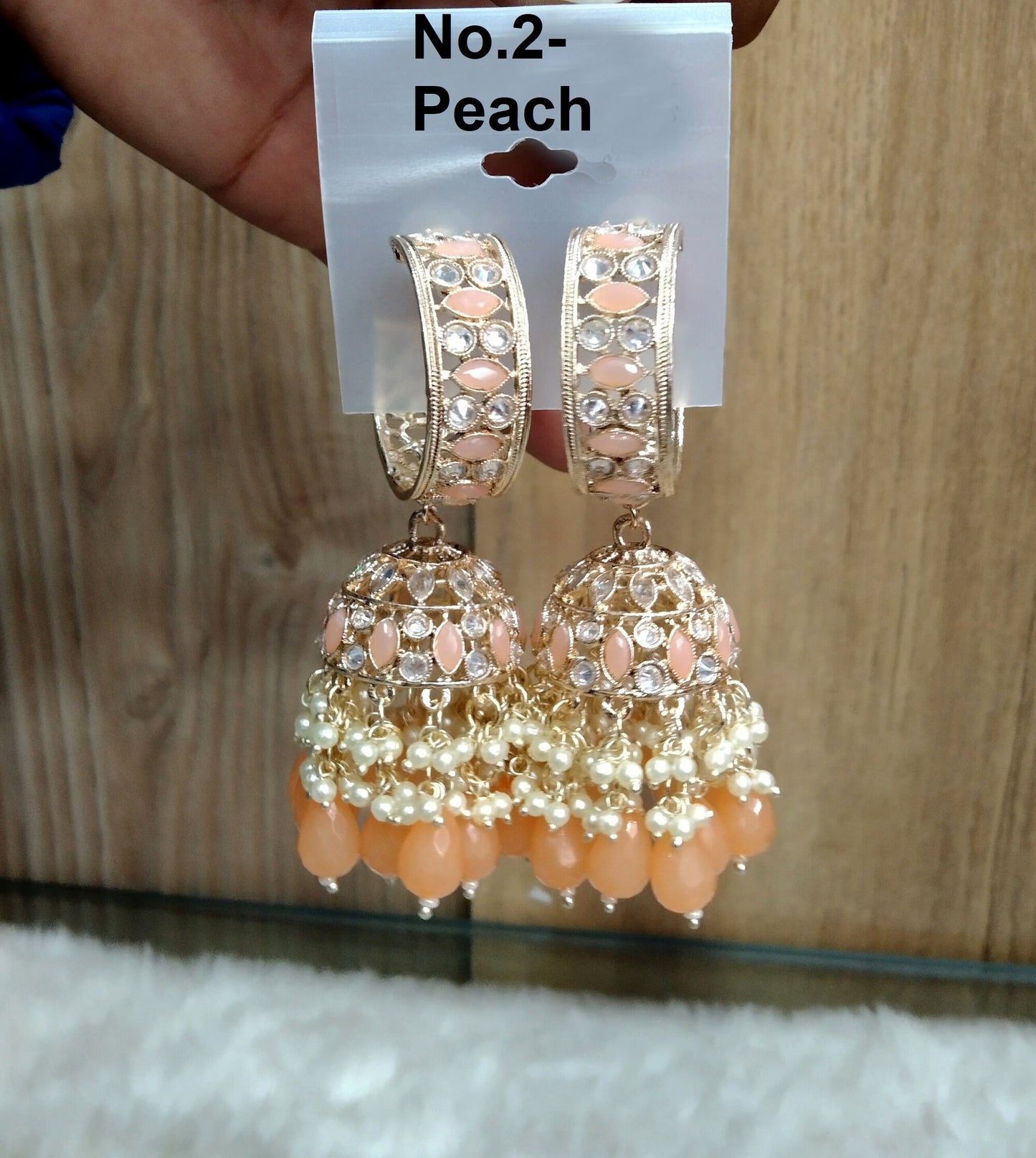 Jhumka stud earrings Gold  Earrings/Bollywood Indian  Jewellery Gold Jhumka tina Set