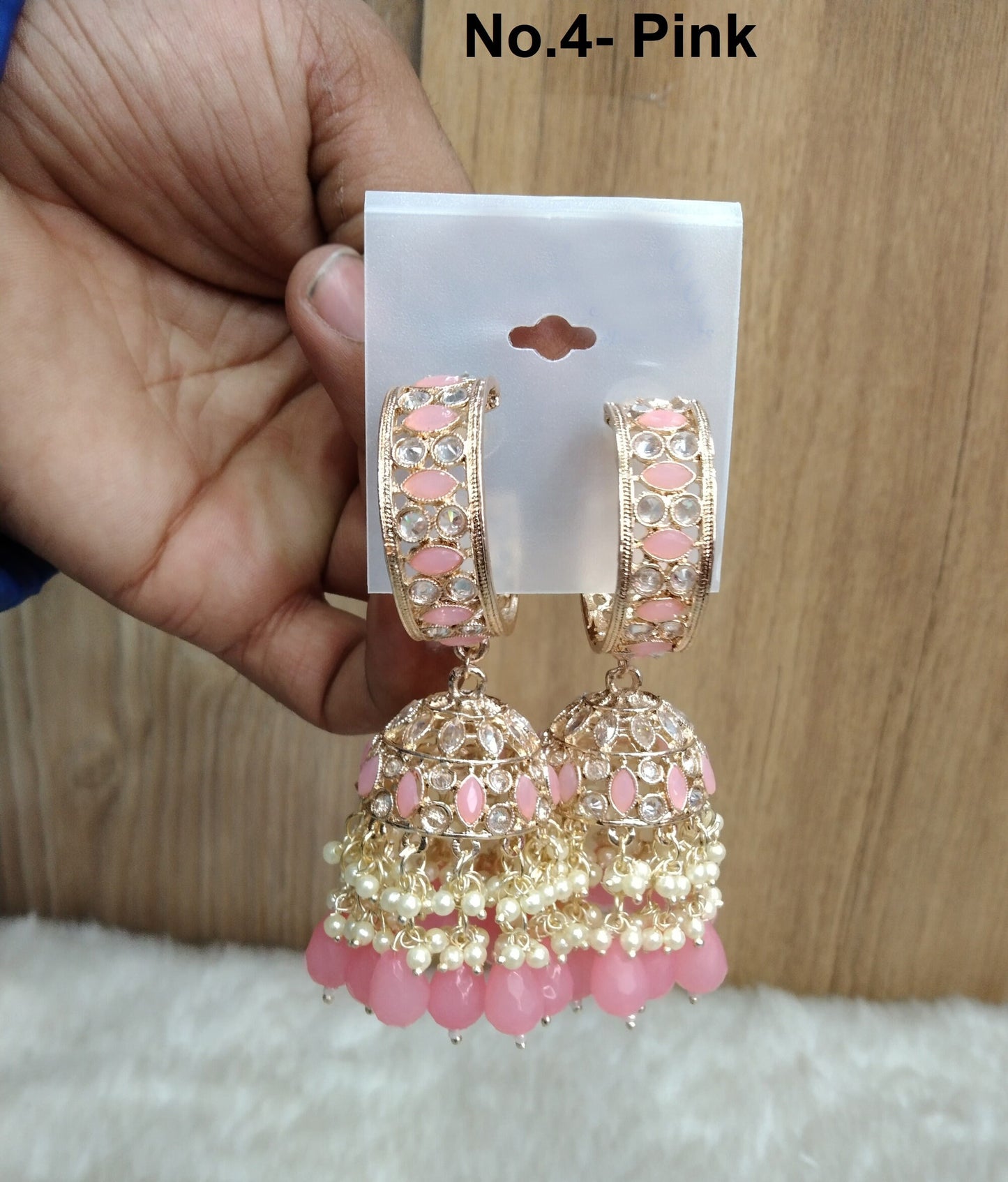 Jhumka stud earrings Gold  Earrings/Bollywood Indian  Jewellery Gold Jhumka tina Set