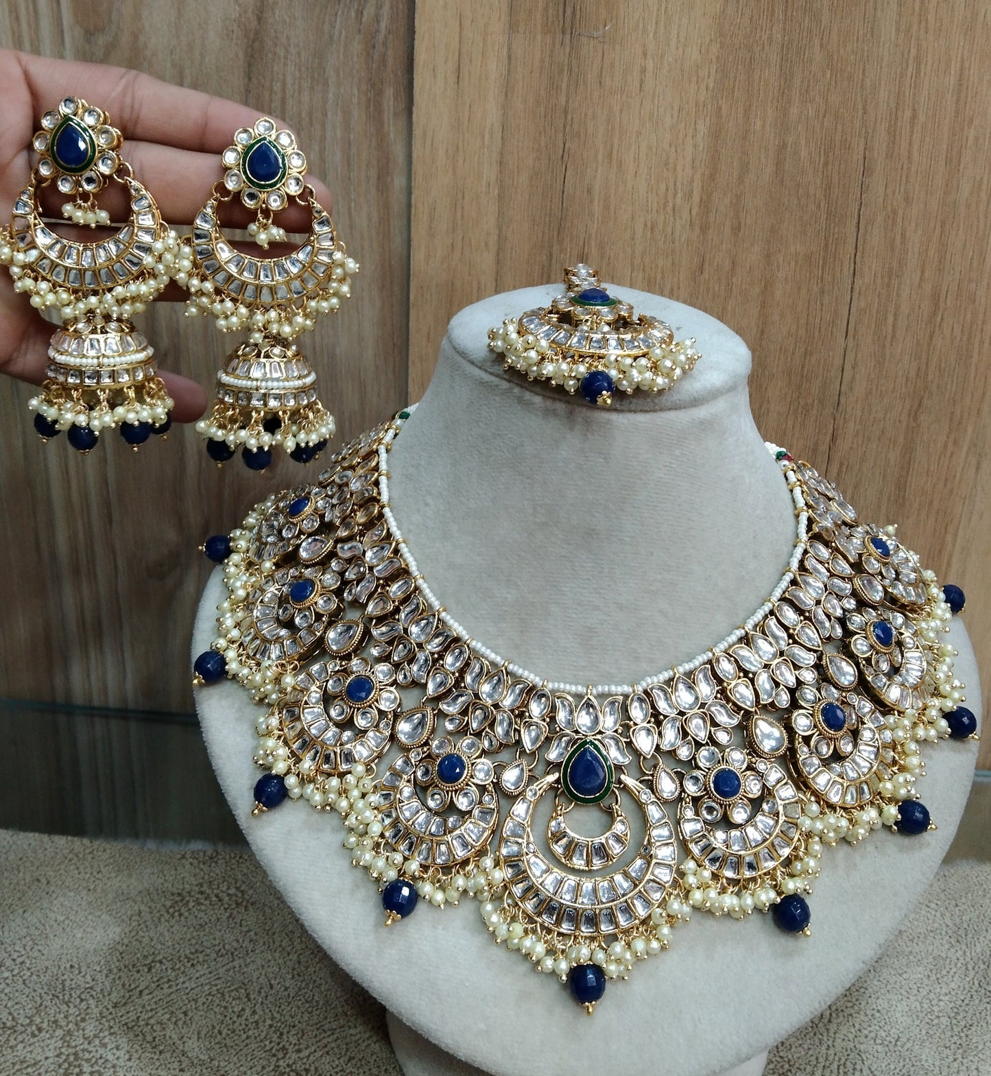 Indian Jewellery/ Gold Bridal Kundan necklace Set Indian blue, pink mint, lavender, purple Bridal Jewellery guetta beiber Necklace