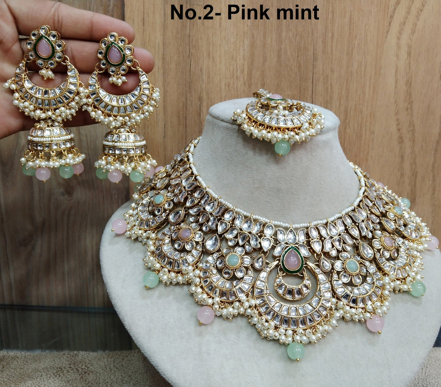 Indian Jewellery/ Gold Bridal Kundan necklace Set Indian blue, pink mint, lavender, purple Bridal Jewellery guetta beiber Necklace