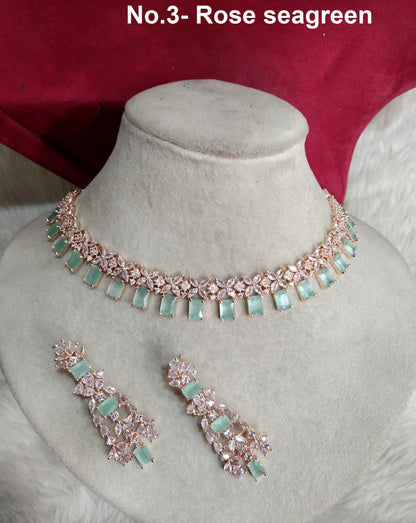 Cubic Zirconia Diamond necklace Earrings set, rose gold, philadelphia phoenix Bridal necklace earrings necklace set CZ necklace set