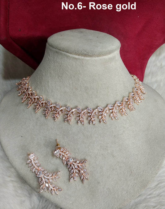 Cubic Zirconia Diamond necklace Earrings set, rose gold, silver Bridal necklace earrings jewellery oakland necklace set CZ necklace set