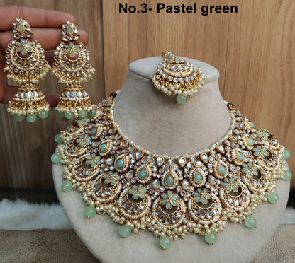 Indian Jewellery/ Gold Bridal Kundan necklace Set Indian gold white, maroon, pastel green,black, peach Bridal Jewellery Harris justin Necklace