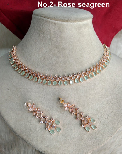 Cubic Zirconia Diamond necklace Earrings set, rose gold,san fransico Bridal necklace earrings jewellery statement necklace set CZ necklace set