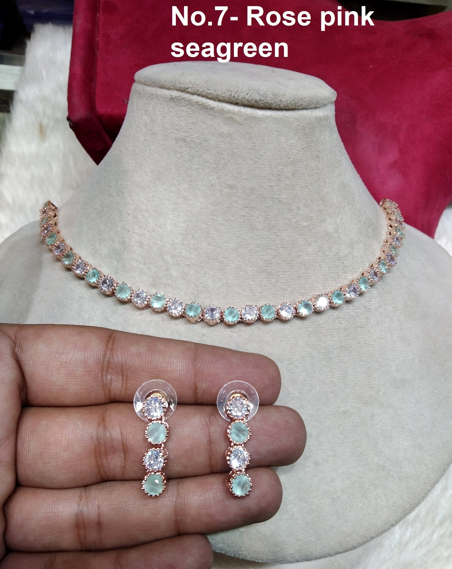 Cubic Zirconia Diamond necklace Earrings set, rose gold, dans Bridal necklace earrings jewellery statement necklace set CZ necklace set
