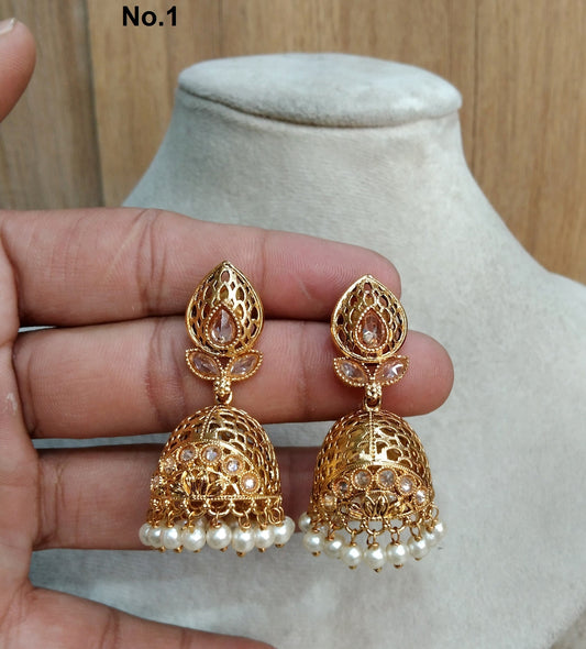 Gold indian jhumka indian earrings Jewellery/Gold Bollywood Wedding Indian Jewellery Bridal Jhumka Jhumki Earrings