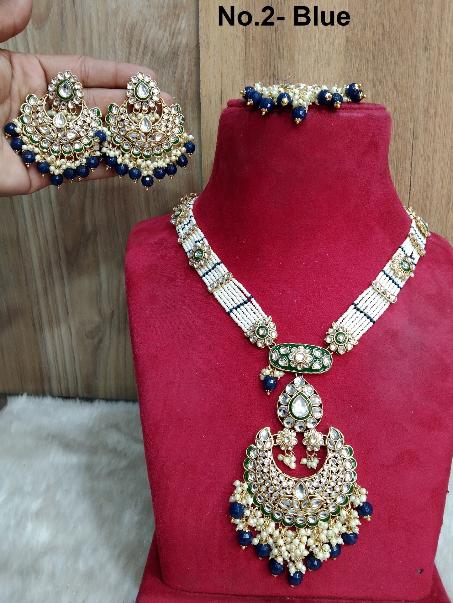 Rani Haar Kundan long Necklace Set/Gold white, Maroon,Green,blue Indian Necklace Set/Indian kundan hobart Jewellery/Muslim Long Necklace Set