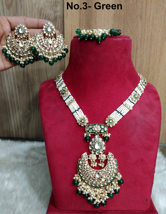 Rani Haar Kundan long Necklace Set/Gold white, Maroon,Green,blue Indian Necklace Set/Indian kundan hobart Jewellery/Muslim Long Necklace Set