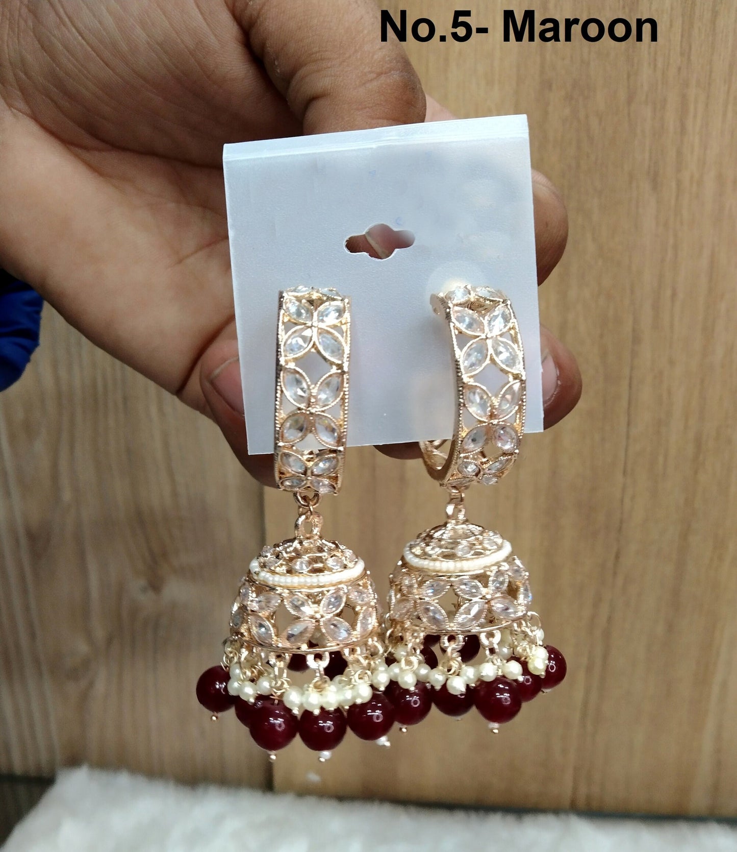 Jhumka stud earrings Gold  Earrings/Bollywood Indian  Jewellery Gold Jhumka tina Set