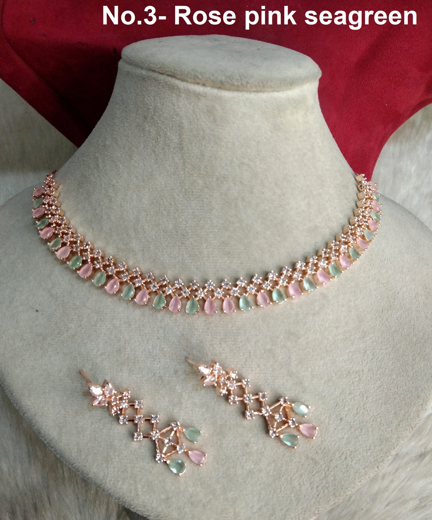 Cubic Zirconia Diamond necklace Earrings set, rose gold,san fransico Bridal necklace earrings jewellery statement necklace set CZ necklace set