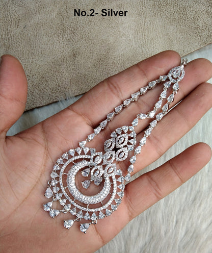 Passa Jhumar Jhoomer Headpiece Bridal Passa/Hijab Headpiece/Rose gold silver ad cz stones Indian Hair Jewellery/Pakistani Headpiece jewellery