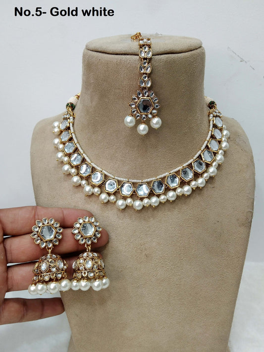 Ivory Indian  Jewellery , Kundan necklace Set Indian Wedding Bridal Ethnic Bridal Necklace,bridesmaid Tina set,Punjabi set