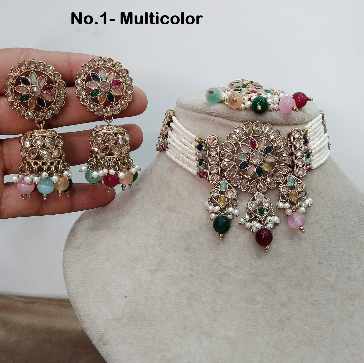 Indian jewellery Choker Set /Bollywood Jewellery/Antique gold Indian choker necklace set/Women Necklace Alan set