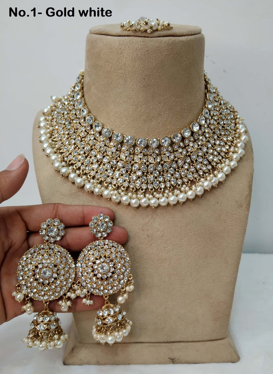 Indian Jewellery/Semi Bridal Gold Bollywood Bride Jewelry Necklace Set/Rose Gold,Gold,Silver necklace darwin ventura Set/ bridal set
