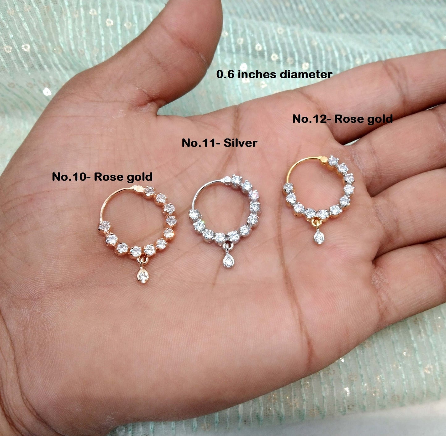 Indian Jewellery Nose Pin Clip On Clasp pin wedding Nathini/Non Pierced rose gold  Clip On Nose Pin/Bollywood Jewellery/Nose Pin