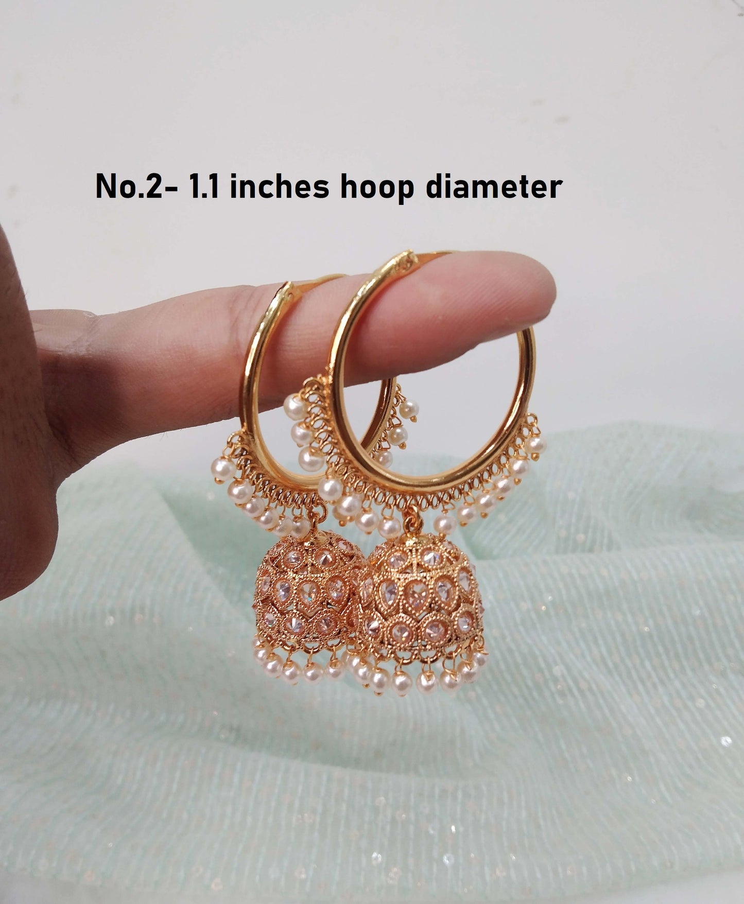 Jhumka Bali Gold Hoop  Earrings/Bollywood Indian Jewelry Jewellery Chandbali Jhumka Set/Punjabi Muslim Balli Jhumki simi Set