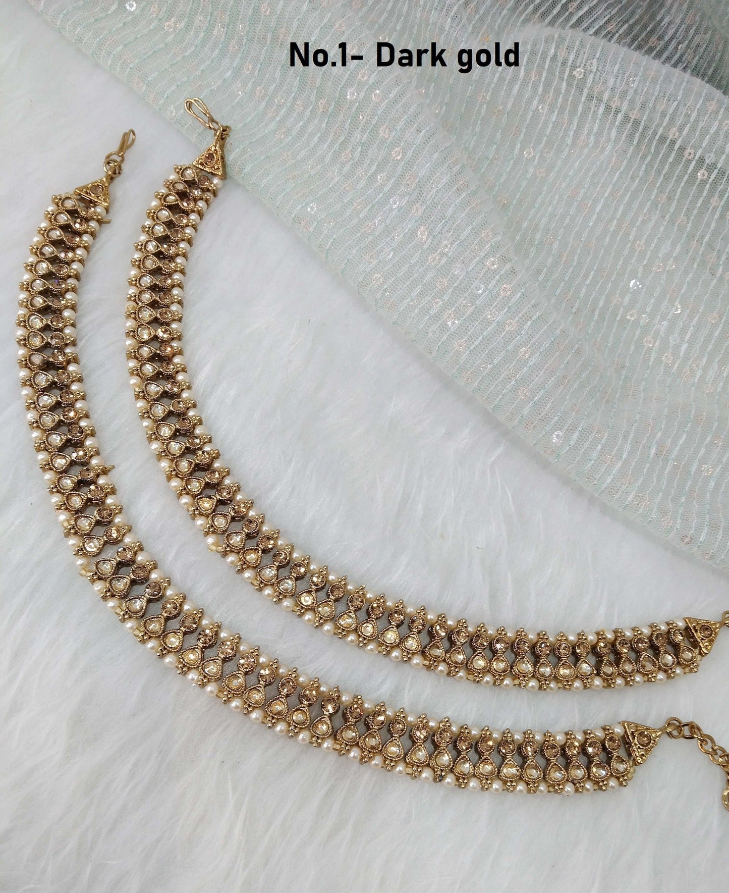 Anklets Payal Foot Bracelet Indian Dark Pair Gold Anklets Foot Bracelet Payal Jhanjar Jewellery Jewellery/Traditional Bollywood Panjeb Jewellery