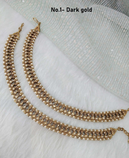Anklets Payal Foot Bracelet Indian Dark Pair Gold Anklets Foot Bracelet Payal Jhanjar Jewellery Jewellery/Traditional Bollywood Panjeb Jewellery