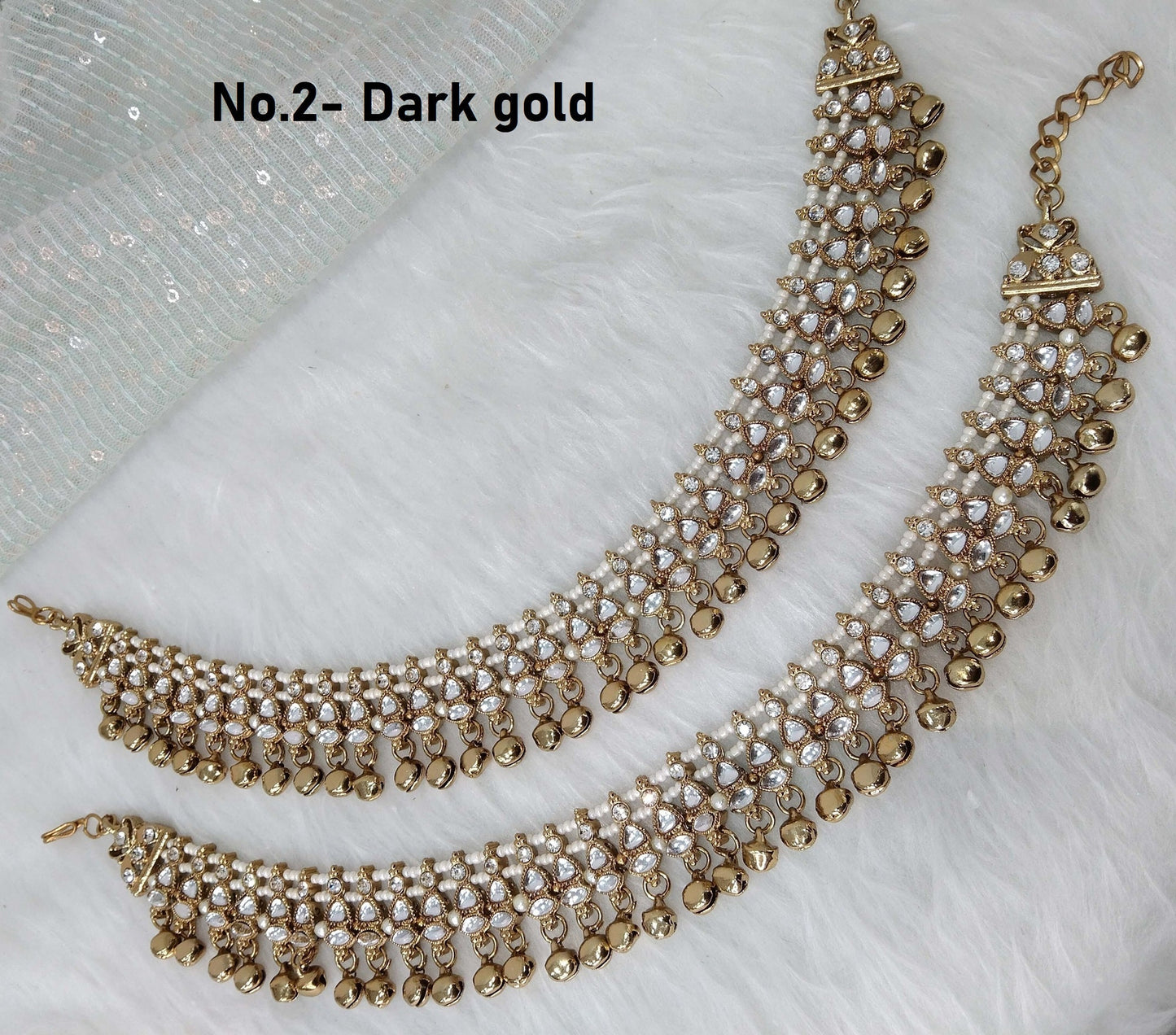 Anklets Payal Foot Bracelet Indian Dark Pair Gold Anklets Foot Bracelet Payal Jhanjar Jewellery Jewellery/Traditional Bollywood Panjeb Jewellery