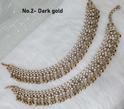 Anklets Payal Foot Bracelet Indian Dark Pair Gold Anklets Foot Bracelet Payal Jhanjar Jewellery Jewellery/Traditional Bollywood Panjeb Jewellery