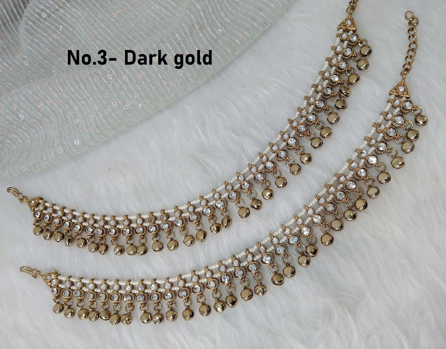 Anklets Payal Foot Bracelet Indian Dark Pair Gold Anklets Foot Bracelet Payal Jhanjar Jewellery Jewellery/Traditional Bollywood Panjeb Jewellery